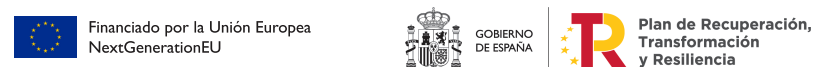 Logos de la Unión Europea, Gobierno de España y Plan de Recuperación, Transformación y Resiliencia.