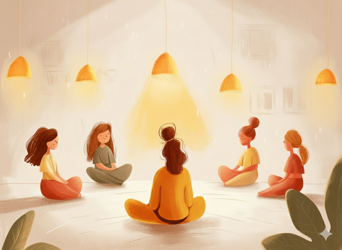 Esta imagen muestra una sesi&oacute;n colectiva en PSICOLORIA, donde un grupo de personas participa activamente en una din&aacute;mica de bienestar emocional. La sesi&oacute;n est&aacute; dise&ntilde;ada para fomentar la interacci&oacute;n, el aprendizaje compartido y el apoyo mutuo, creando un entorno donde cada participante puede expresarse y crecer junto a otros. Este enfoque grupal es clave para abordar problemas comunes y fortalecer el sentido de comunidad, guiado por expertos en psicolog&iacute;a